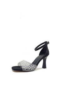 Resim Siyah Renk Şeffaf Boncuklu Bant Kadeh Topuk Kadın Abiye Ayakkabı Siyah 