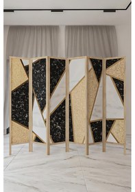 Resim Doğal Ahşap Tek Taraf Baskı 6 Kanat Paravan 000018 