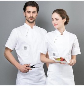 Resim Beyaz 2020 Erkekler Mutfak Restoran Aşçı İş Giysisi Şef Üniforma Çoklu Renkli Gömlek Şef Ceketi Tişört L Beyaz 
