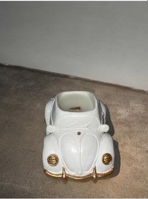 Resim Hediyelik Vosvos Araba Dekor Saksi Mumluk beyaz 