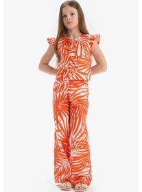 Resim Defacto Kız Çocuk Wide Leg Geniş Paça Desenli Beli Lastikli Pamuklu Pantolon D7610a825smrd203 Kırmızı 