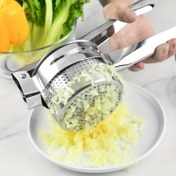 Resim Paslanmaz Çelik 430 Çok Amaçlı Manuel Patates Ezici, Limon Sıkacağı & Sebze Kırıcı - Kaymaz Saplı, Ağır İş Mutfak Aleti, Meyve ve Sebzeler İçin Kolay Temizlenebilir, Dayanıklı Tasarım, Şık Mutfak Gereci, Yüksek Kaliteli Mutfak Eşyası 