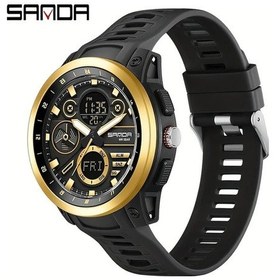 Resim Oldfriend Sanda Erkek Spor Saati Kronometre Takvim Su Geçirmez 50m Gece Işığı Siyah Altın Diğer 