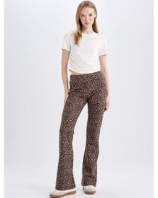 Resim Defacto Flare Fit Lepoar Desenli Düz Paça Uzun Boy Pantolon D7452AX24AUBG655 Bej 