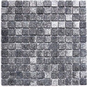 Resim MozaiKristaL Tüm Yaşam Alanlarının Tüm Yüzeyleri İçin Beyaz Sedefli Siyah Cam Mozaik. Taş Ölçüsü: 25X25 Mm. File Ölçüsü:31.5X31.5 Cm. ( 1 Koli = 10 File Karo = 1 m2 fiyatıdır ) 