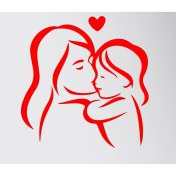 Resim CLK Auto Anneler Gününe Özel Anne ve Bebek Duvar Sticker Kırmızı 001 