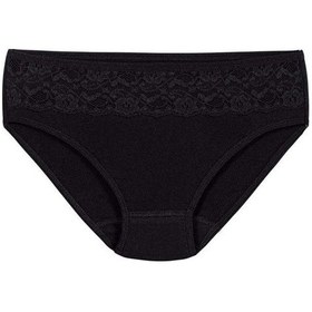 Resim 12 Adet Yıldız Bayan Likralı Dantelli Bikini Külot Siyah 3786 001 