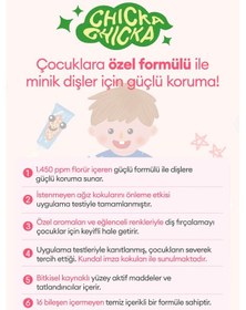Resim Renkli, Meyve Aromalı, Çürüklere Karşı Etkili Çocuk Diş Macunu Seti Kundal Chicka Smile Kids Toothpaste Set 
