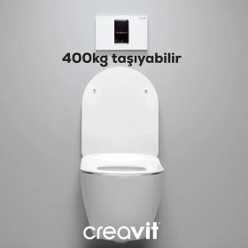Resim Creavit Free Mat Beyaz Kanalsız Asma Klozet FE322, Creavit Duck Duroplast Yavaş Kapak 