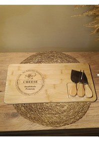 Resim Bambu Peynir Sunum / Kesme Tahtası, Çatal, Spatula Ve Bıçak Seti Diğer 