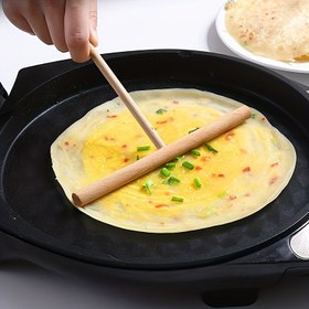 Resim 1 adet Ahşap T-Şekilli Pankek ve Krep Hamuru Yayıcı - Tekrar Kullanılabilir Yapışmaz Mutfak Aracı, Eşit Dağıtım için, Düzgün Pankekler ve Krepler - Temizlemesi Kolay, Ev ve Profesyonel Kullanım, Ev Aşçılığı Aksesuarı | T Şeklinde Tasarım | Pürüzsüz Dokulu 