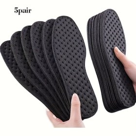 Resim 5'li Paket Siyah Tabanlık - Nefes Alabilen ve Nem Tutmayan, Şok Emici Yumuşak Konforlu, Erkekler ve Kadınlar İçin Yaz Sporlarına Uygun 