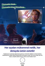 Resim NS Store K2 Bataryalı Taşınabilir Projeksiyon Cihazı 4K Destekli 1080P Android Projektör 