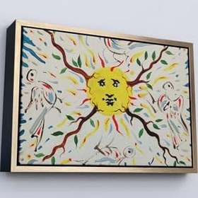 Resim Ahşap Çerçeveli Salvador Dali - Bitki Güneşi Tablo-7127 Siyah 55 X 75, TTÇ.KNV7127FRM 