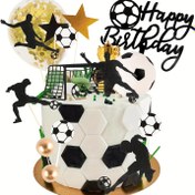 Resim 34 Parça Futbol Topu Oyuncusu Pasta Süsleri Futbol Figürü Erkek Çocuk Futbol Spor Temalı Doğum Günü Partisi Malzemeleri için Futbol Topu Oyuncusu Pasta Dekorasyonu 