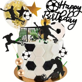 Resim 34 Parça Futbol Topu Oyuncusu Pasta Süsleri Futbol Figürü Erkek Çocuk Futbol Spor Temalı Doğum Günü Partisi Malzemeleri için Futbol Topu Oyuncusu Pasta Dekorasyonu 
