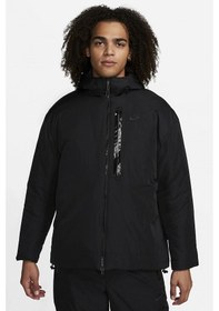 Resim Nike Sportswear Therma-fit Woven Tech Insulated Full-zip Hoodie Bol Kalıp Erkek Ceket Siyah 