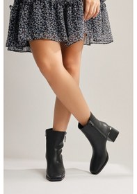 Resim Deyana Siyah Fermuar Aksesuarlı Bot 001 