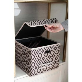 Resim ALAS Bohe 1 Adet Çok Amaçlı Kapaklı Kutu, Dolap Raf Düzenleyici, Dekoratif Saklama Kutusu 30X30X23 cm 