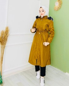 Resim Armalı ve Kürklü Mont Camel - 40 