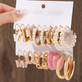 Resim 20 parçalık Moda Takı Seti, Zarif Akrilik Pembe Kelebek Kolye Küpeler, Vintage Büyüleyici Stil, Kadın Günlük Çok Yönlü ve Parti Aksesuarı, Kaplama Yok, Suni İnci Kakma, Demir Gövde, Paslanmaz Çelik Kulak Direkleri, Tüm Sezon Giyim 