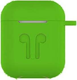 Resim Microcase Airpods Kulaklık ve Şarj Ünitesi için Silikon Kılıf + Kulaklık Askılık + Çengel - Yeşil 