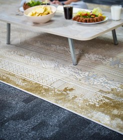 Resim Zevahir Mobilya Dekorasyon Royal Desenli Metal Katlanır Ayaklı Kamp Bahçe Ev için Yuvarlak Yer Sofrası 