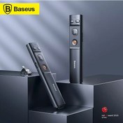 Resim Hombey Baseus Gri Kırmızı Işıklı Kablosuz Ppt Kumanda Kalemi - 100m Mesafe, Usb+type C, 3 Tuşlu Kör Operasyon, Win/ios Uyumlu 