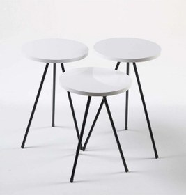 Resim Uslucan Alışveriş Zigon Sehpa Ve Orta Sehpa Set Kr Metal Beyaz Çok Renkli 