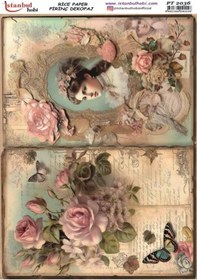 Resim Pirinç Dekopaj Kağıdı 30x42cm Pt-2036 Kadın Ve Güller 