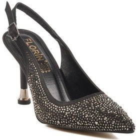 Resim Siyah Taş İşlemeli Kadın Abiye Ayakkabı Florin T-101 Z Siyah 