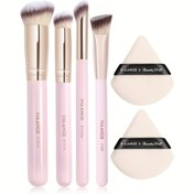 Resim MAANGE 4 Parça Yüz Makyaj Fırçası Seti 2 Blender ile, Fondöten, Kapatıcı, Allık Fırçaları, Yumuşak Kıl, Yeni Başlayanlar İçin Uygun, Naylon Kıl, Kokusuz, Tüm Cilt Tipleri, ABS Sap, Değnek Formu 