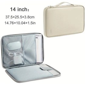 Resim Cloudstore 14 İnç Bej 3 Renk 13-15.6 Inç Faux Leather Laptop Çantası Tam Açılır Tablet Bölmeli Koruyucu Diğer 