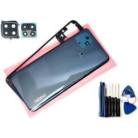 Resim Tkgz Oppo A15 A15s Full Kasa Arka Pil Kapağı Tamir Seti Siyah 