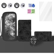 Resim Meridiangoods 10 Lu Nintendo Switch Oled Aksesuar Seti Ejderha Desenli Taşınabilir Kılıf Ekran Koruyucu 