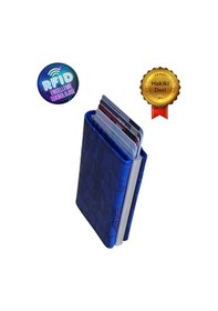 Resim Başarı Deri Basarideri Hakiki Deri Otomatik Mekanizmalı Rfid Korumalı Erkek Kartlık Cüzdan Mavi Kroko Göl Mavi 