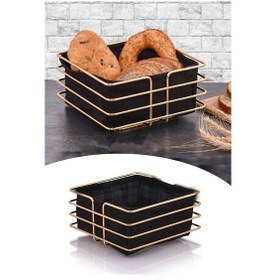 Resim Karteya Ekmek Sepeti Ve Servis Sunum Seti Havluluk Peçetelik Nihale Ekmeklik -4'lü Set Gold 