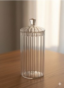 Resim Morponi 3'lü Borosilikat Cam Optik Çizgili Papatya Kavanoz Seti 750 Ml Şeffaf 