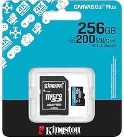 Resim Kingston 256GB Canvas Go Plus microSD Card | Up to 200MB/s | Class 10, UHS-I, U3, V30, A2 | SDCG4/256GB 