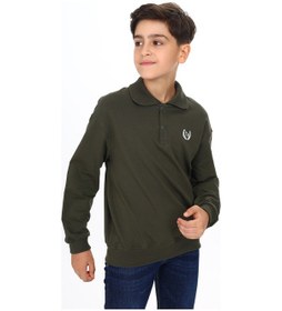 Resim Toontoy Kids Toontoy Erkek Çocuk Polo Yaka Tnty Baskılı Sweatshirt Haki 