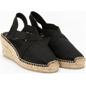 Resim Kadın Sandalet Ter Elastic Linen Black Negre -5837 Black 