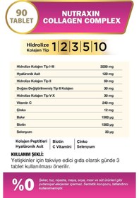 Resim Nutraxin Collagen Complex Tip 1-2-3-5-10 90 Tablet 