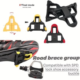 Resim Yol bisikleti ayakkabısı kelepçe seti, SPD ile 6 derece uyumlu pedal tokası, kırmızı, sarı ve siyah renklerde mevcut 