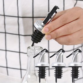 Resim Sızdırmaz Gümüş Renkli Yağ Dökme Kapağı - Kolay Dökme Ağızlığı, Dayanıklı ABS, Soya Sosu, Sirke & Pişirme Yağları için Çok Amaçlı - Yer Tasarruflu Mutfak Gereci 