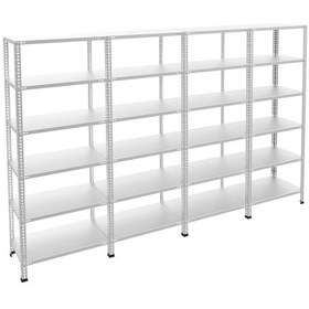 Resim Rafburada 6 Katlı 4'lü Galvaniz Çelik Raf - Depo, Arşiv, Kiler, Dosya, Market Rafı-59x75 cm-150 cm-1.00 mm 