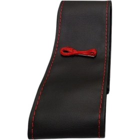 Resim Ford Custom 2012-2017 Uyumlu Direksiyon Kılıfı Dikmeli Siyah Deri / Kırmızı Dikişli 