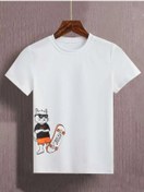 Resim MODERNİZE Kedi Kaykay Baskılı Kız / Erkek Çocuk T-shirt 