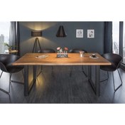Resim Ahşap Desen Metal Ayaklı %100 Doğal Ahşap Ceviz Masa (120CM X 75CM) 