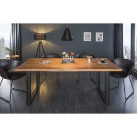Resim Ahşap Desen Metal Ayaklı %100 Doğal Ahşap Ceviz Masa (120CM X 75CM) 