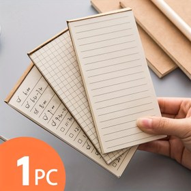 Resim 1 adet Japon Stili Minimalist Vintage Sığır Derisi Renkli Taşınabilir Defter, 50 Yaprak/Blok, Dikdörtgen Şekil, Yapışkan Olmayan Öğrenci Planlayıcısı Yapışkan Notlar 